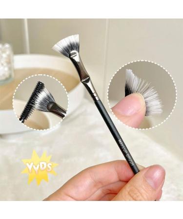 Buy Black Bent Lash Fan Brush - Professional Duet Fibre Eyelash Makeup Tool for Perfect Lashes | International Shipping Available - Buy Online on SooperMarket.com
