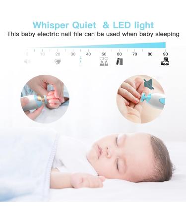 Baby Nail File Megainvo Electric Trimmer Set with LED Light - Safe for Newborns & Toddlers | Quiet Design, 10 Grinding Heads, Blue - Buy Online on SooperMarket.com