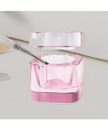 Folpus Nail Art Glass Dish with Lid Bowl Cup Holder Nail Art Tools Pink - Buy Online on SooperMarket.com