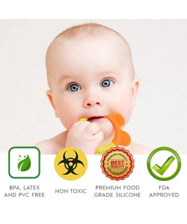 BPA Free Silicone Baby Teething Toys - 6 Pack | Freezer Safe & Organic Infant Teethers for Natural Brain Development - Buy Online on SooperMarket.com