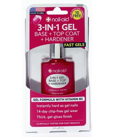 NAIL-AID 3-in-1 Gel Base + Top + Hardener, Clear, 0.55 Fluid Ounce