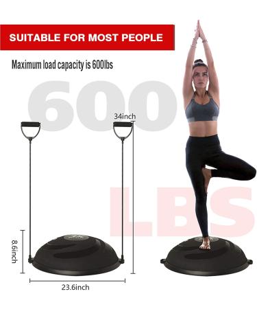 JX FITNESS 58cm Balance Half Ball Trainer with Resistance Bands & Pump - Core Strength Exercise Yoga Stability Ball for Home Gym Workouts - Black - Buy Online on SooperMarket.com