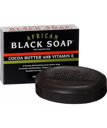 Madina African Black Soap Cocoa Butter with Vitamin E 3.5 oz