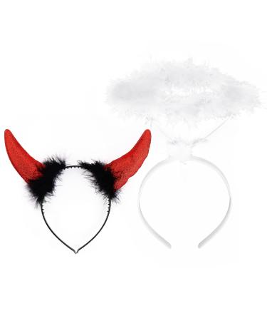 Lusofie Halloween Cosplay Angel Halo Headband Devils Horns Headband Angel and Devil Costumes Accessories for Halloween Christmas Masquerade