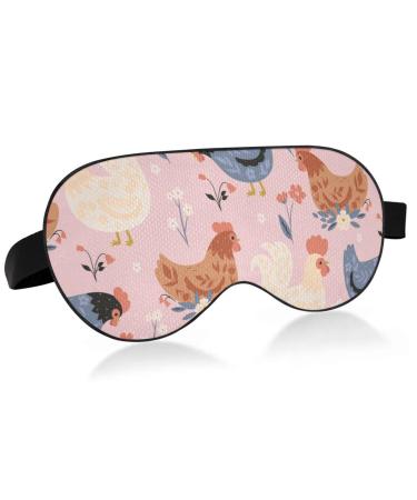 Haskirky Light Blocking Eye Mask Breathable and Adjustable Adult Men and Women Travel on Business Trips Yoga Meditation Light Smooth Comfortable Eye Mask Office Deep Sleep Goodies Cute Chickens & F