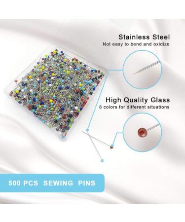 500PCS Colorful Ball Glass Head Sewing Pins - 1.5inch Straight Quilting Pins for Dressmaker, Jewelry DIY, Craft Projects | Sunenlyst - Buy Online on SooperMarket.com