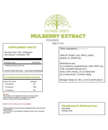 Zeeke Hollywood Secrets Pure Mulberry Powder Extract 50gm - Skin Brightening Formula - Buy Online on SooperMarket.com