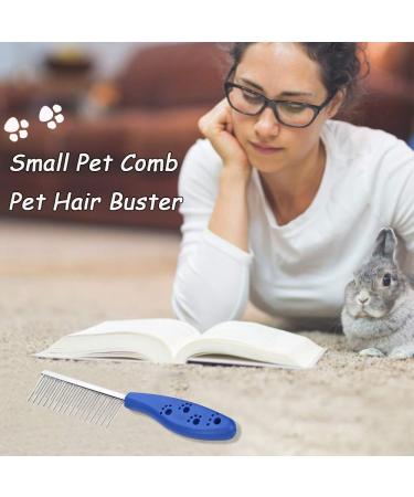 2PCS Pet Hair Buster Comb for Dogs, Cats, Rabbits, Hamsters - Stainless Steel Detangling Brush with Long and Short Teeth - Red and Blue - Buy Online on SooperMarket.com