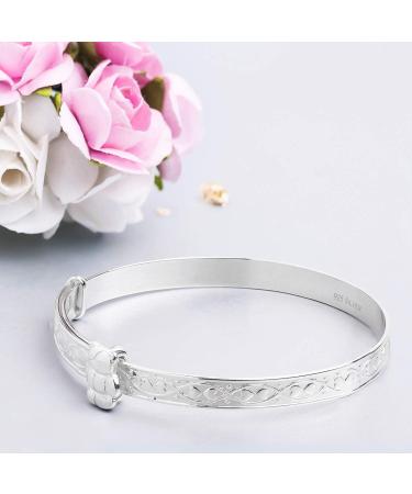 Classic Sterling Silver Baby Bangle - Ideal for Christening, Birthday, Baby Shower - Adjustable Expander Bracelet Gift - Buy Online on SooperMarket.com
