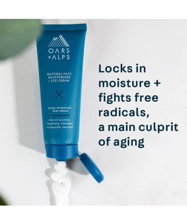 Oars + Alps Natural Face Moisturizer and Eye Cream 2.50 Fl Oz - Anti-Aging Hydration with Shea Butter & Jojoba Oil - Vegan, Gluten-Free - Buy Online on SooperMarket.com
