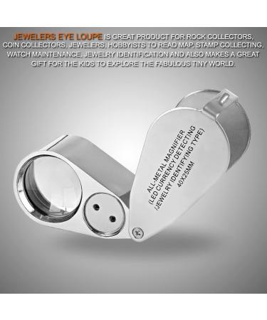 KINGMAS 40x Jeweller Loupe Folding Magnifying Jewelry Eye Magnifier With LED Light Illuminated (LED Currency Detecting/Jewlers Identifying Type Lupe) - Buy Online on SooperMarket.com