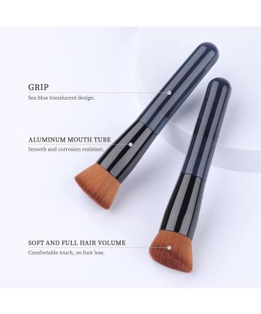 Flat Top Kabuki Foundation Brush for Liquid, Cream, Powder Makeup - Travel Size Blue Face Brush - Buy Online on SooperMarket.com