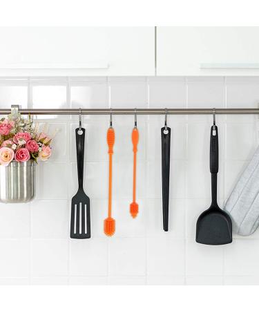 Silicone Bottle Cleaning Brush with Long Handle - 2 Pack Orange | Ideal for Baby Bottles, Hydro Flask, Sports Bottles, Vases and Glassware | 12.5 inch Water Bottle Cleaner for Smaller Diameter - Buy Online on SooperMarket.com