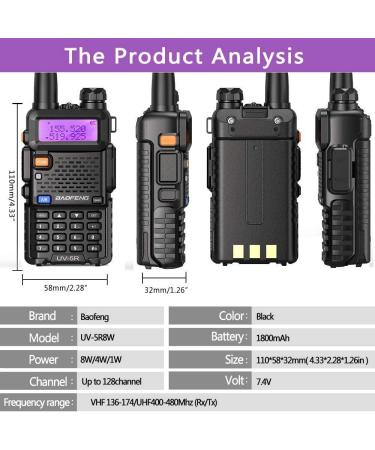 BaoFeng UV-5R 8W High Power Dual Band Two Way Radio Black-1Pack - Buy Online on SooperMarket.com