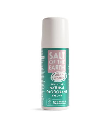 Salt of the Earth Natural Deodorant Roll On Melon & Cucumber - 100% Natural Ingredients Effective Protection Vegan & Cruelty Free. Suitable for Women Men & Kids - 75ml
