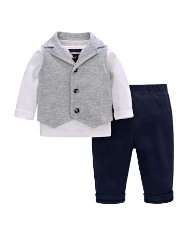 famuka Baby Boy Formal Wedding Outfit Suit Gentleman Tuxedo 3 Piece 9 Months Grey