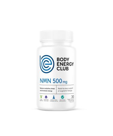 Body Energy Club NMN 500mg Supplement 30 Capsules to Boost NAD+ Levels Energy & Cellular Repair Gluten-Free Non-GMO Dairy-Free Vegan