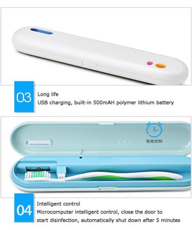 UV-C Portable Intelligent Ultraviolet Toothbrush Disinfection Box USB Charging Type-C Interface Support Toothbrush and Razor Safe and Fast Disinfection Universal Toothbrush (A) - Buy Online on SooperMarket.com