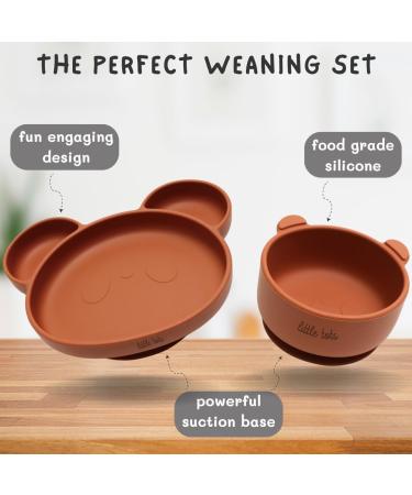 Little Tots 8 Piece Baby Weaning Set | Silicone Suction Plate, Bowl, Bib, Sippy Cup, Straw, Toddler Spoon & Fork, Cutlery | Apricot Orange - Buy Online on SooperMarket.com