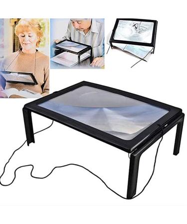 Magnifying Glass Reading Magnifying Glass Hands Free Full Page Illuminated Magnifier 3X with 4 Led Light Lamp Neck Hang Reading Magnifying Glass