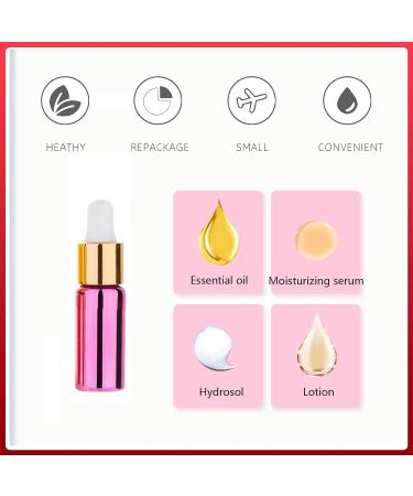 Tianzd 6 Pack 5ml Chrome Pink Drip Bottles with Glass Pipette - Perfect for Perfume & Essential Oils - Buy Online on SooperMarket.com