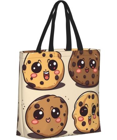 DEHIWI 3 Chocolate Chip Cookies With Different Expressions Tote Bag For Women Waterproof Casual Shoulder Bag With Zipper Grocery Handbags For Office Shopping Travel Black One Size - Buy Online on SooperMarket.com