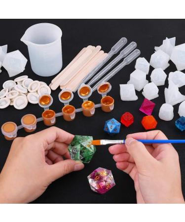 Shynek Resin Dice Molds Set - 19 Polyhedral Styles with Silicone Mold, Tools, and Paints for Epoxy Resin Dice Making - Buy Online on SooperMarket.com