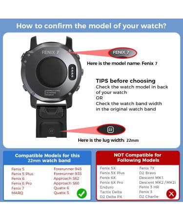 ANCOOL 22mm Soft Silicone Watch Band Replacement for Garmin Fenix 5/6/7 - Easy Fit, Black - Buy Online on SooperMarket.com