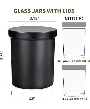 12 Pack 10oz Glass Candle Jars with Lids and Labels - Matte Black Empty Candle Jars for Making Candles Bulk Containers - Buy Online on SooperMarket.com