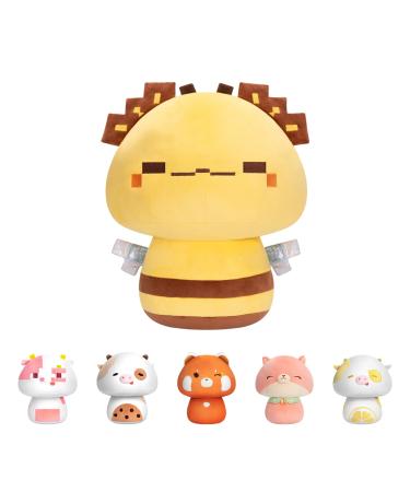Mewaii 14'' Soft Digital Bee Mushroom Pillow Stuffed Animal Plush Plushie Squishy Toy - Cuddly Digital Bee Plush for Kids Yellow Bee 14 Inch Yellow Bee 14 Inch