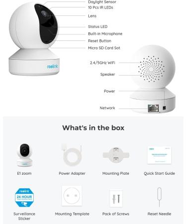 REOLINK E1 Zoom White Indoor Security Camera 5MP Super HD with PTZ, Auto Tracking, Human/Pet AI - Ideal for Baby Monitor/Pet Camera/Home Security - Dual Band WiFi - Local Storage | Best Plug-in WiFi Camera - Buy Online on SooperMarket.com