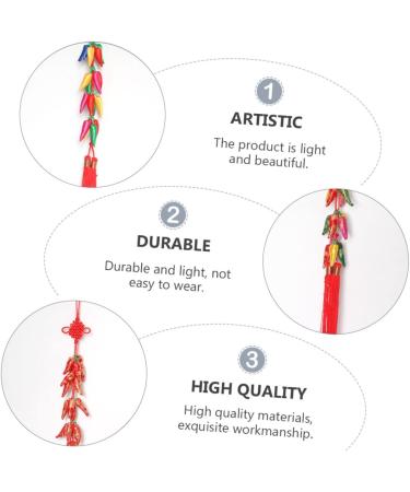 PRETYZOOM Colorful Decor Chinese New Year Chili Pendant Home Decor Red Decor Wedding Celebration Decor Tassel Fake Chili Red 50x8x1cm - Buy Online on SooperMarket.com