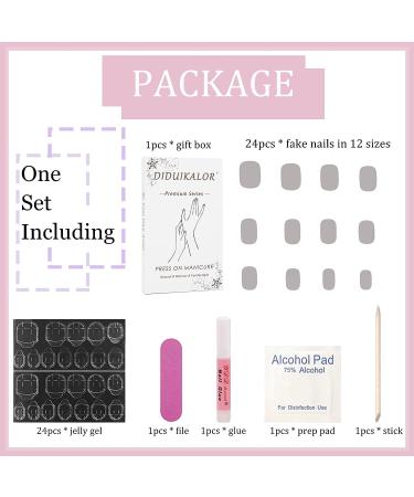 Medium French Glitter White Tip Press on Nails - 24Pcs | Glossy False Nails for Women - W325 - Buy Online on SooperMarket.com