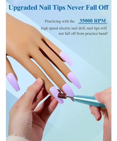 Flexible Silicone Practice Hand for Acrylic Nails with 100PCS White Nail Tips - Buy Online on SooperMarket.com