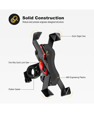 Visnfa Bike Phone Mount - Stable Cradle Clamp with 360 Rotation for iPhone Android GPS - Fits 3.5 to 6.5 inch Devices - Buy Online on SooperMarket.com