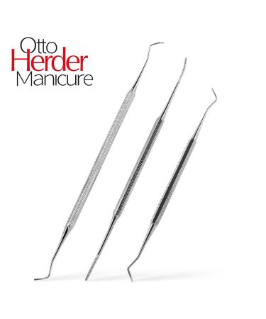 Otto Herder 3-Part Feusspflege Instruments Set - 2 Corner Lifters (17cm & 12.8cm) & Curved/Straight Corner File (15cm) for Optimal Foot Care - International Shipping Available - Buy Online on SooperMarket.com