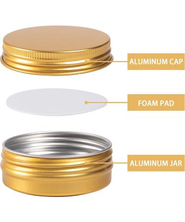 Buy 1 oz Screw Top Aluminum Tin Jar with Lid & Labels - Gold Pack of 32 | International Shipping Available - Buy Online on SooperMarket.com
