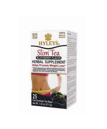 Hyleys Tea Slim Tea Blackberry  25 Foil Envelope Tea Bags 1.32 oz (37.5 g)