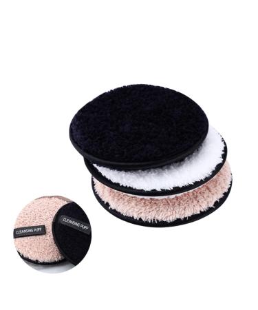 Healeved 3pcs Clean Face Cotton Makeup Puff Face Cleaning Cloths Facial Cleansing Rounds Soft Rounds Reusable Facial Pads Sponges Cleansing Puff Applicator Makeup Remover Medium