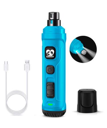 Casfuy claw grinder for dogs with 2 LED lights-2 speeds quiet powerful powerful electrical claw cutters for small medium-sized dogs and cats ... (sky blue)