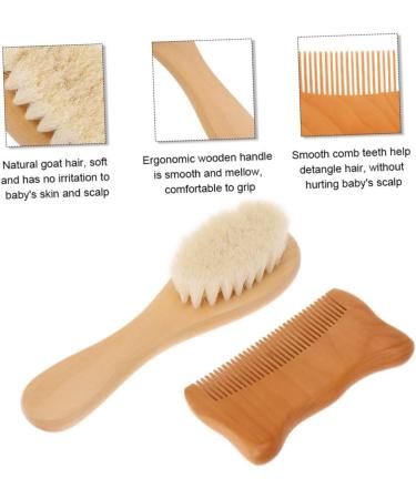 Healeved 2pcs Newborn Hair Brush & Comb Set - Wooden Infant Hairbrush for Toddler & Newborn Scalp - Includes Beard Knife and Shampoo Brush - Baby Hair Care Essential - Buy Online on SooperMarket.com