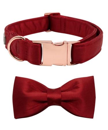 Lionet Paw's dog collar with fly - comfortable silk christmas dog collar with removable fly for small dogs neck 25-40cm s (1 Pack) red