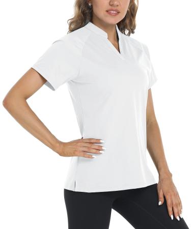 TACVASEN Women's V Neck Golf Polo Shirt - White, Medium | UPF 50+ Sun Protection - Buy Online on SooperMarket.com