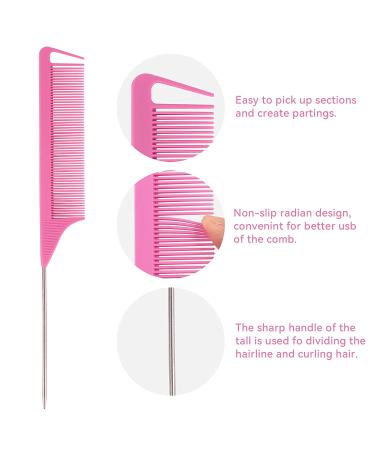 10Pcs Rat Tail Combs Set - Hair Parting Comb, Alligator Styling Clips, Carbon Fiber Teasing Combs - Salon/Home Stylist Braiding Tools - Heat Resistant - 10Pcs/Set(B) - Buy Online on SooperMarket.com