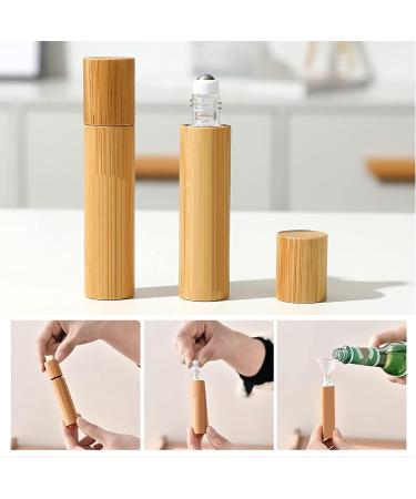 Zeoabsy 3-Piece 5ml Clear Glass Bottles Set - Bamboo Roll-On with Stainless Steel Scooters Funnel & Opener for Essential Oils & Aromatherapy - Buy Online on SooperMarket.com