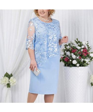 Womens Plus Size Floral Lace Sheath Dress - Knee Length Work Casual Party Cocktail (XXXL Blue-1) - Buy Online on SooperMarket.com