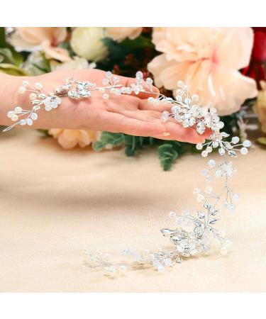 EASEDAILY Flower Bride Wedding Hair Vine Pearl Headpiece for Women and Girls - 15.7inches - Buy Online on SooperMarket.com