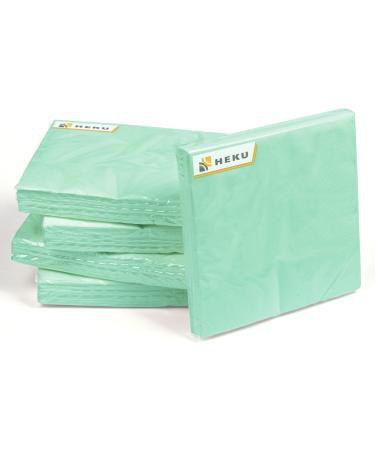 HEKU 100 Single-Colored Napkins - 3-Layer Mint Green 33x33cm | Highly Absorbent & Stylish for Events | Practical 5-Pack - International Shipping Available - Buy Online on SooperMarket.com