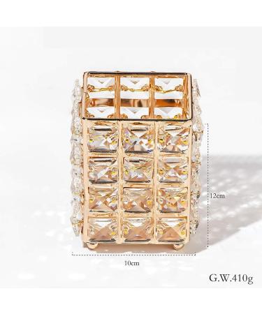 Torribala 2 Pieces Crystal Pen Holder Glass Container in Japanese Metal Luxury Beauty Tool Storage - Buy Online on SooperMarket.com