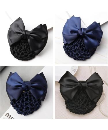 2 PCS Bowknot Hair Net Professional Bowknot Hair Clip Bow Barrette Bun Cover Bun Net for Women Girls - Buy Online on SooperMarket.com